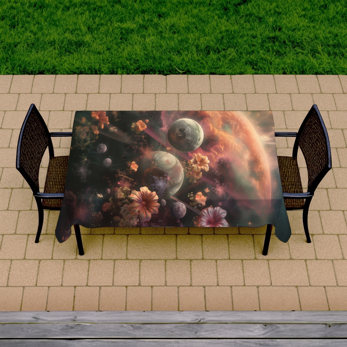 Picture of MWW C1TCLRGE9KQR5W 58 x 102 in. Capturing Light Black Tablecloth for Indoor & Outdoor Decor