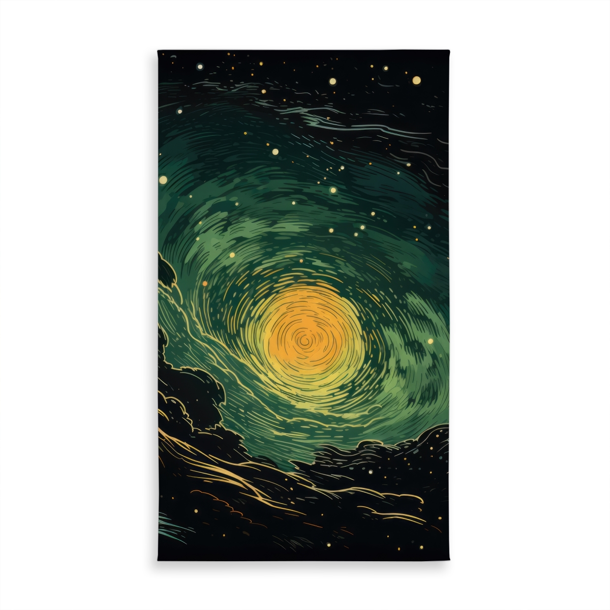 Picture of MWW C1TCLRGEA6Z1WP 58 x 102 in. Turmoil in Space - Green Indoor & Outdoor Tablecloth for Decor