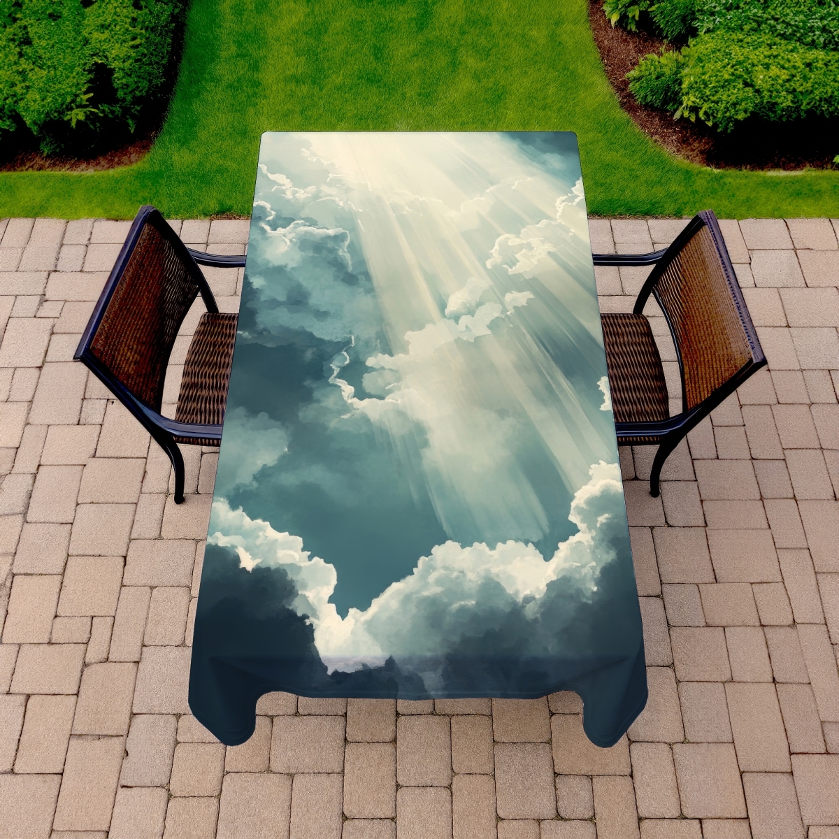 Picture of MWW C1TCLRGEATTDW2 58 x 102 in. Beam of Light White Indoor & Outdoor Tablecloth - Home Decor