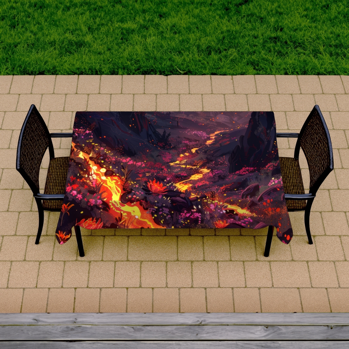 Picture of MWW C1TCLRGEBCJHJ8 58 x 102 in. Bloom & Eruption Red Tablecloth - Indoor & Outdoor Decor