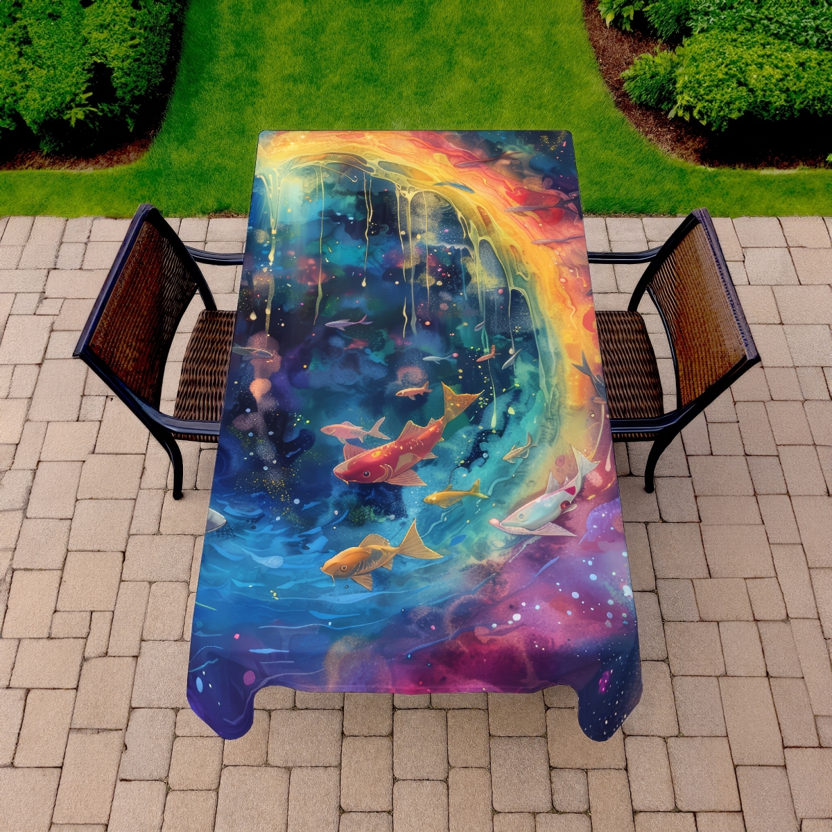 Picture of MWW C1TCLRGED38407 58 x 102 in. Milky Wave Black Indoor & Outdoor Tablecloth for Home Decor