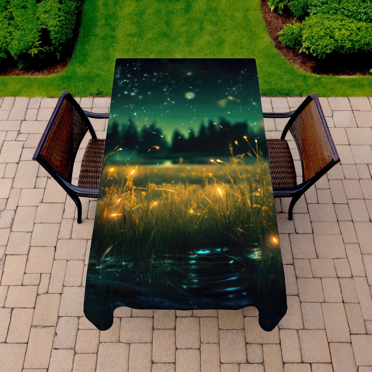 Picture of MWW C1TCLRGEQYN2KJ 58 x 102 in. Light in the Dark - Green Indoor & Outdoor Tablecloth for Home Decor