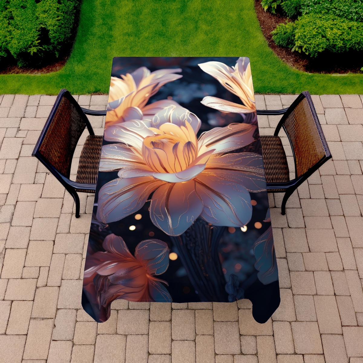 Picture of MWW C1TCLRGEREM980 58 x 102 in. Pixie Flowers White Tablecloth - Indoor & Outdoor Home Decor