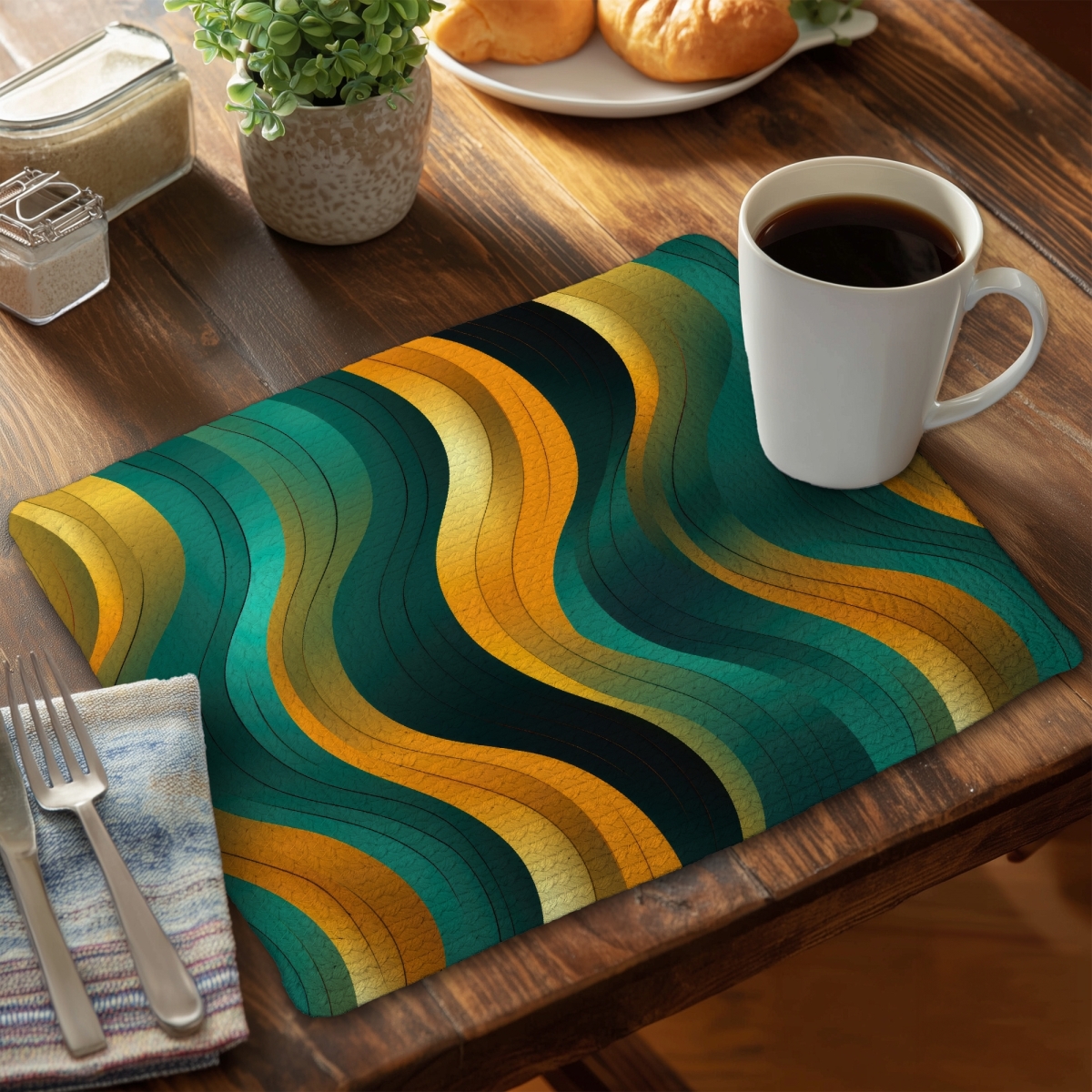 Picture of MWW CBPM14181TGQ15 14 x 18 in. Voluptuous Gold Braided Polyester Placemat - Home Decor