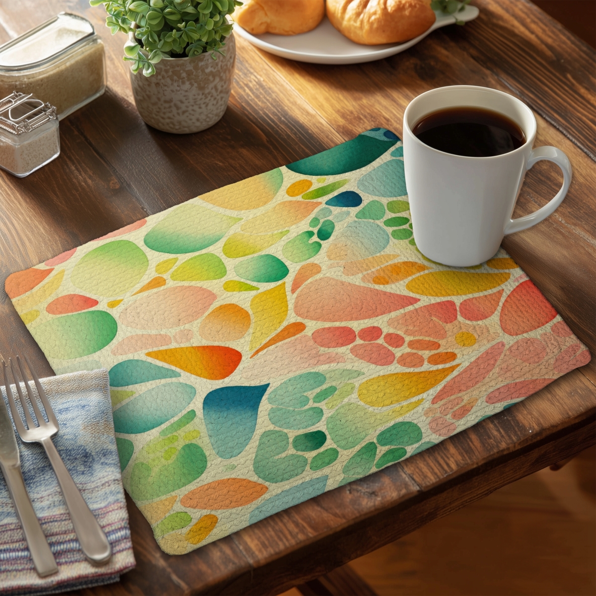 Picture of MWW CBPM14183R3F29 14 x 18 in. Organic Fruits - Green Braided Polyester Placemat for Home Decor