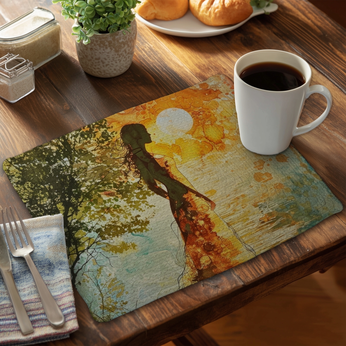 Picture of MWW CBPM141844OOLB 14 x 18 in. Peaceful Sun - Orange Braided Polyester Placemat for Home Decor