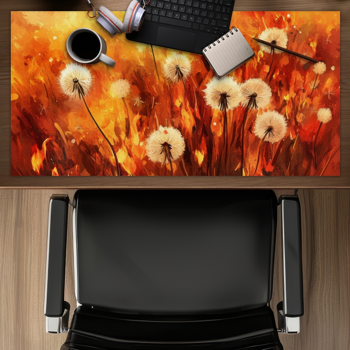 Concius Sales C1DM1531QMCW03 16 x 32 in. Dandelion Fire Desk Mat - Stylish Home Decor Accessory