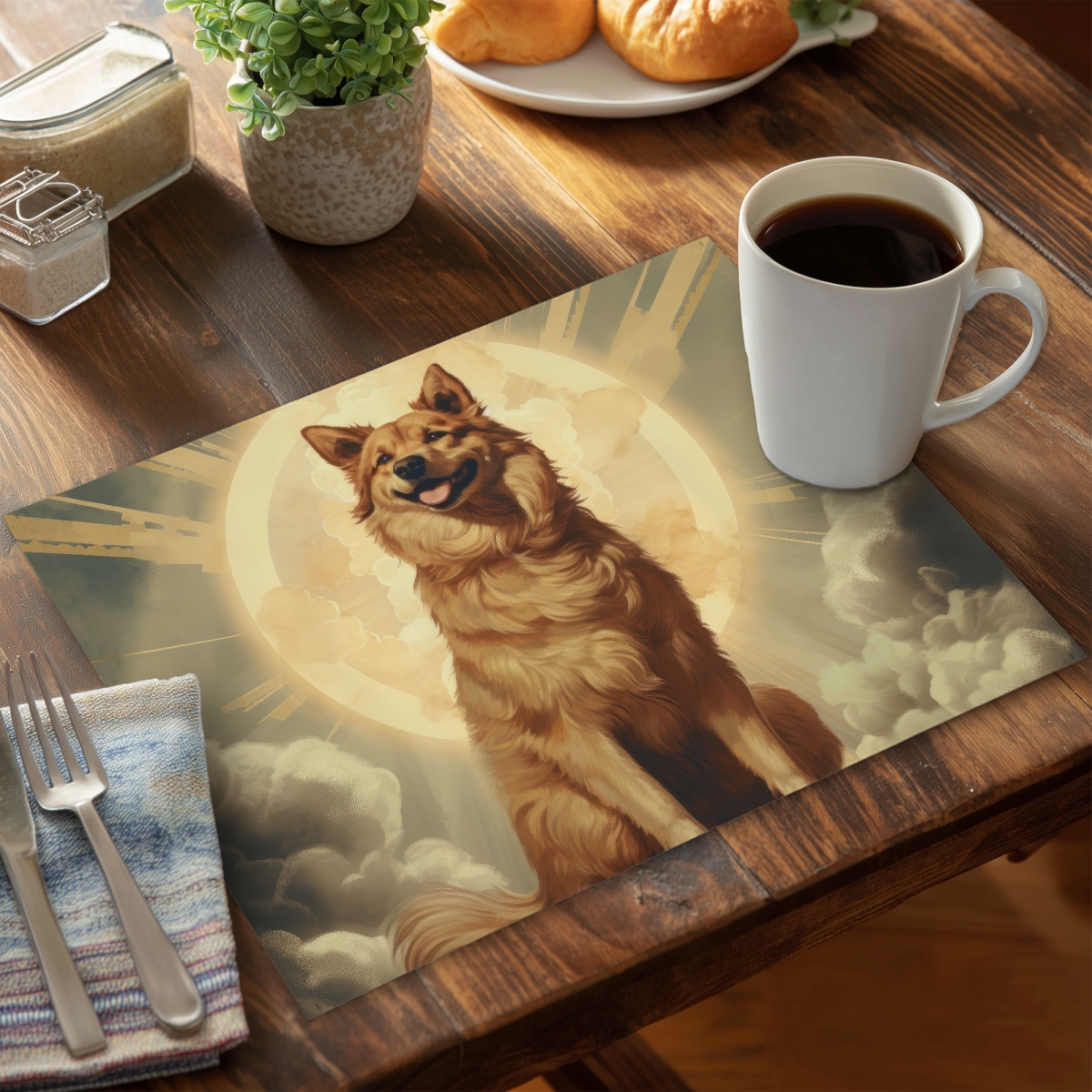 Picture of MWW CPPM14184AM2HK 14 x 18 in. Mans Best Angel Gray Polyester Placemat for Home Decor