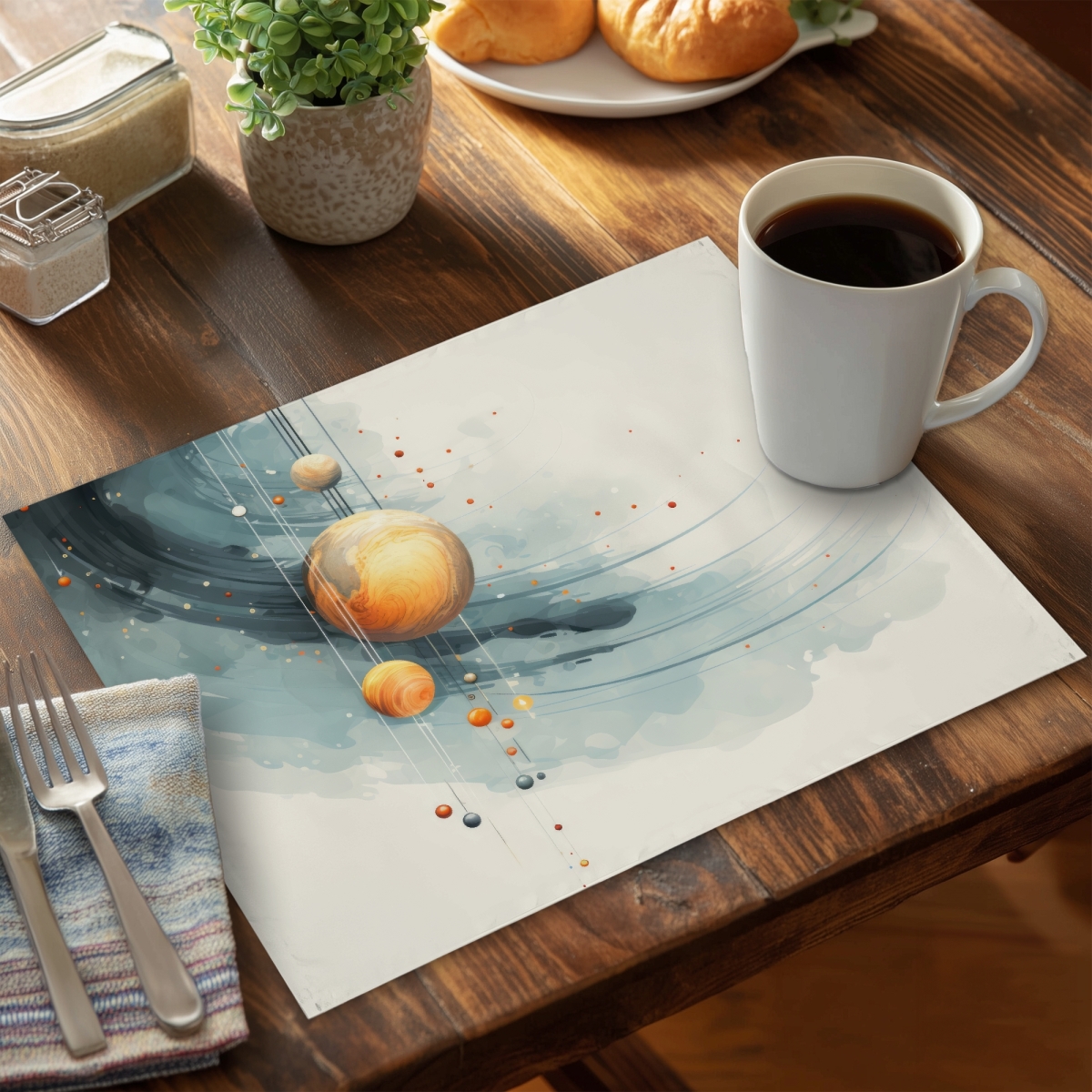 Picture of MWW CPPM141853UT8B 14 x 18 in. Hanging Planets Blue Polyester Placemat - Home Decor Accent