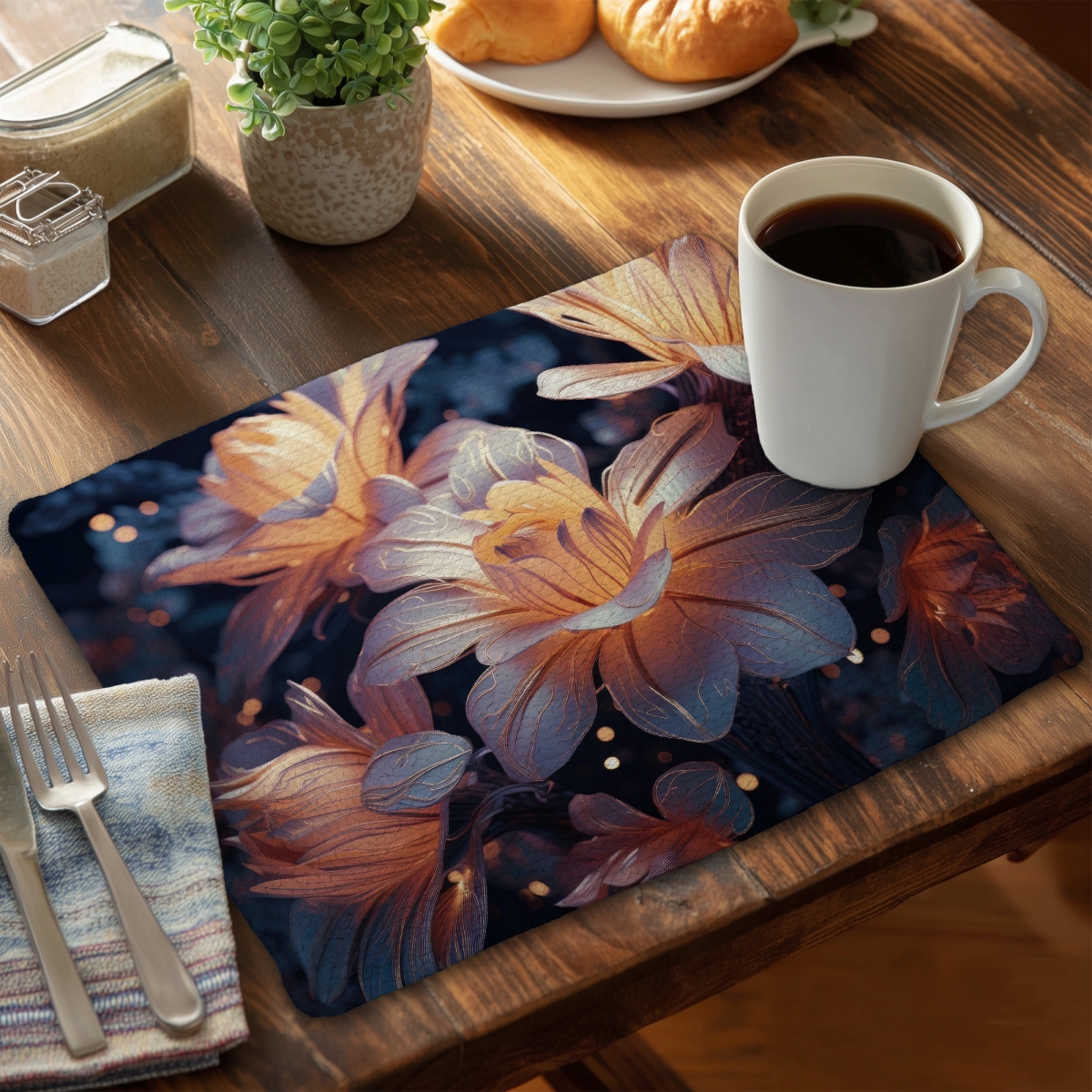 Picture of MWW CBPM1418WX5LTI 14 x 18 in. Pixie Flowers - White Braided Polyester Placemat for Home Decor