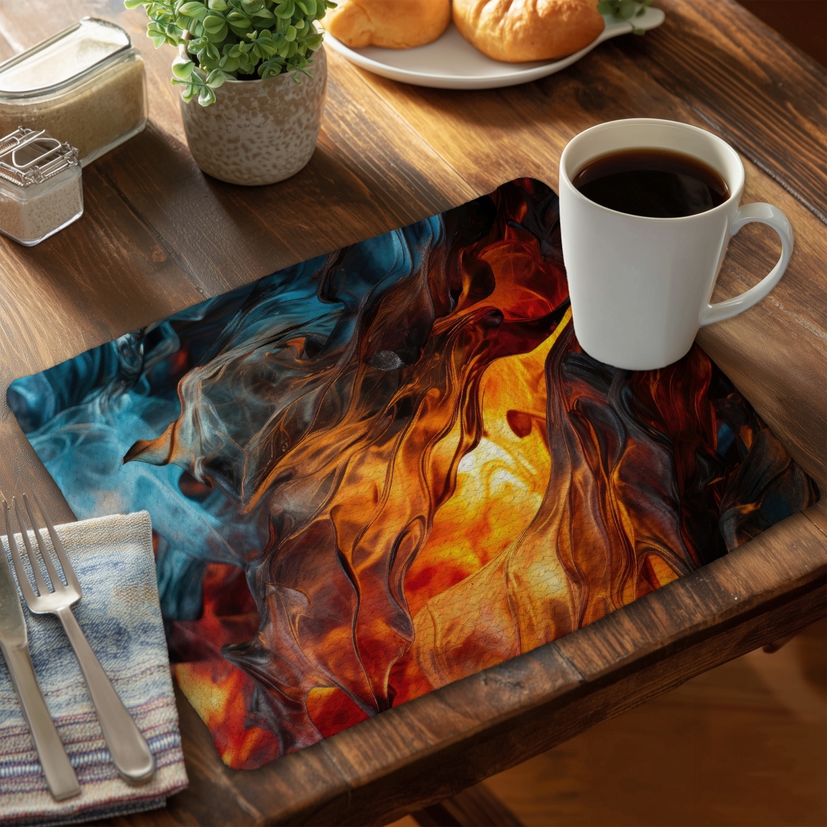 Picture of MWW CBPM1418ZM3J60 14 x 18 in. Crystallized Fire - Blue Braided Polyester Placemat - Home Decor