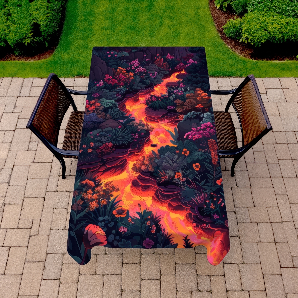Picture of MWW C1TCLRGE7B28UE 58 x 102 in. Flowing Magma Red Indoor & Outdoor Tablecloth for Home Decor