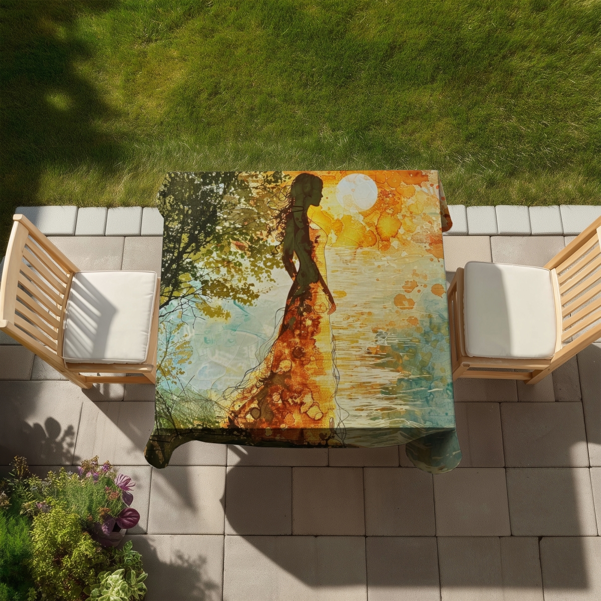 Picture of MWW C1TC585809ALTJ 58 x 58 in. Peaceful Sun Orange Indoor & Outdoor Tablecloth for Home Decor