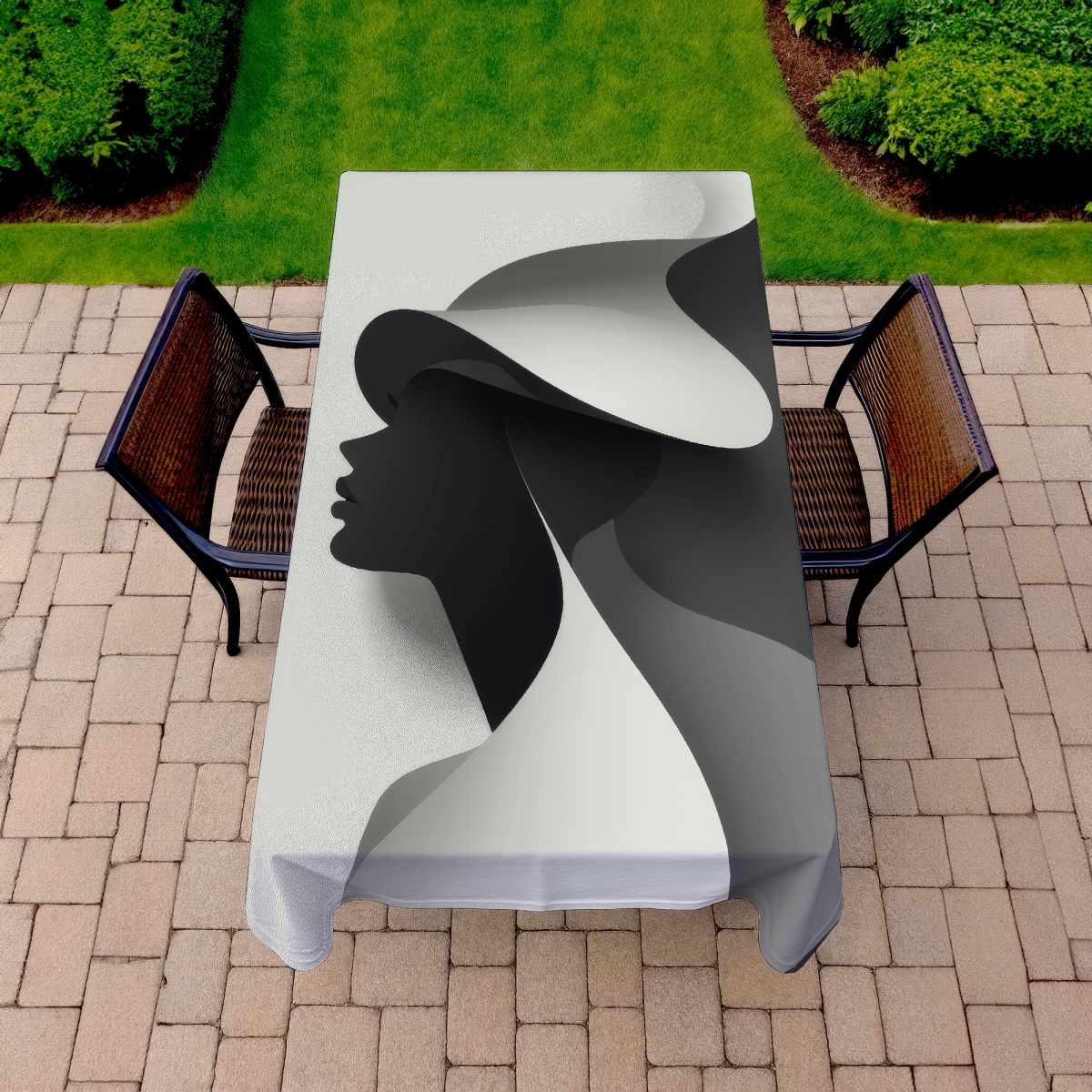 Picture of MWW C1TCLRGEC518HO 58 x 102 in. Duality Black & White Tablecloth for Indoor & Outdoor Decor