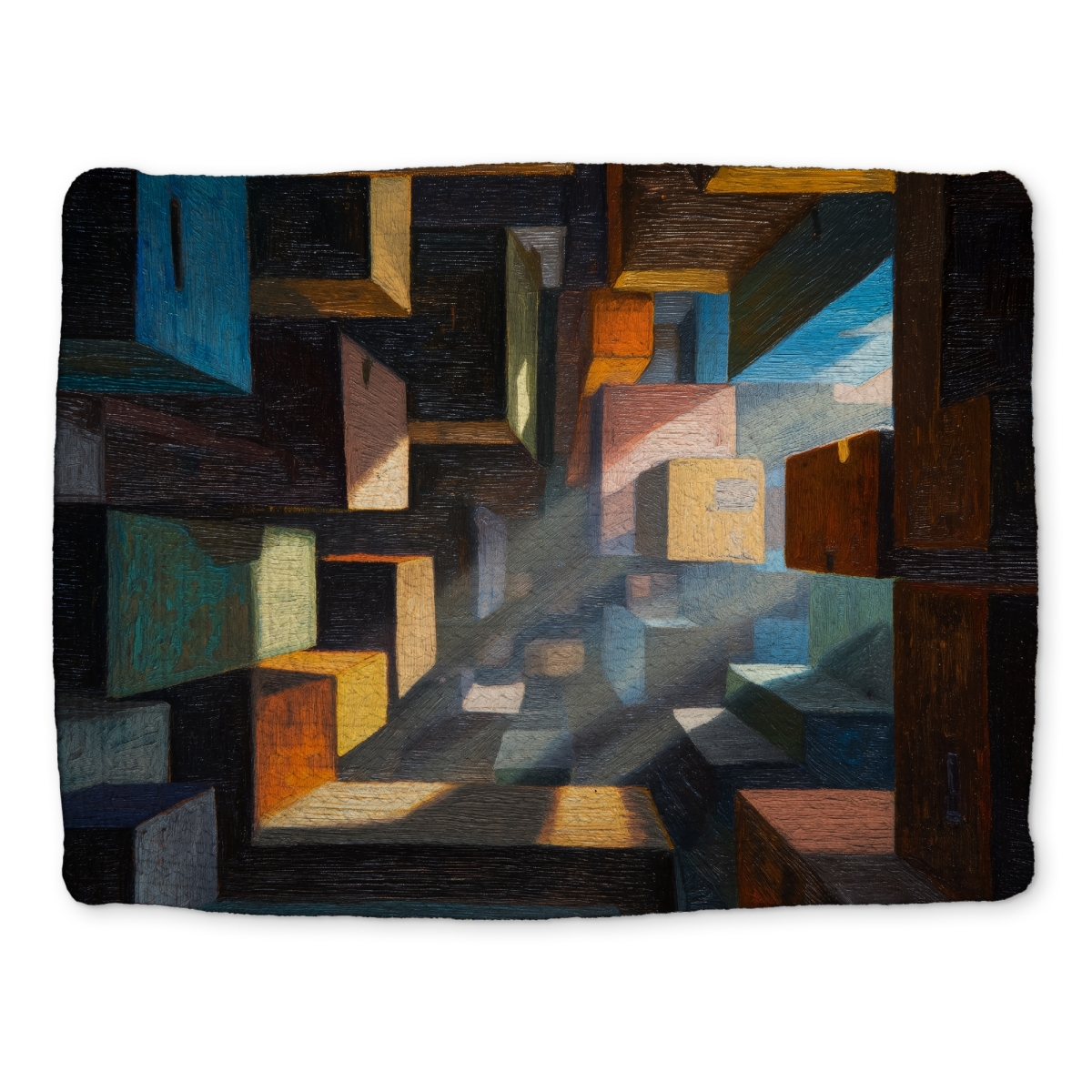 Picture of MWW CBPM1418KQ1NQM 14 x 18 in. Boxed Up Blue Braided Polyester Placemat for Home Decor