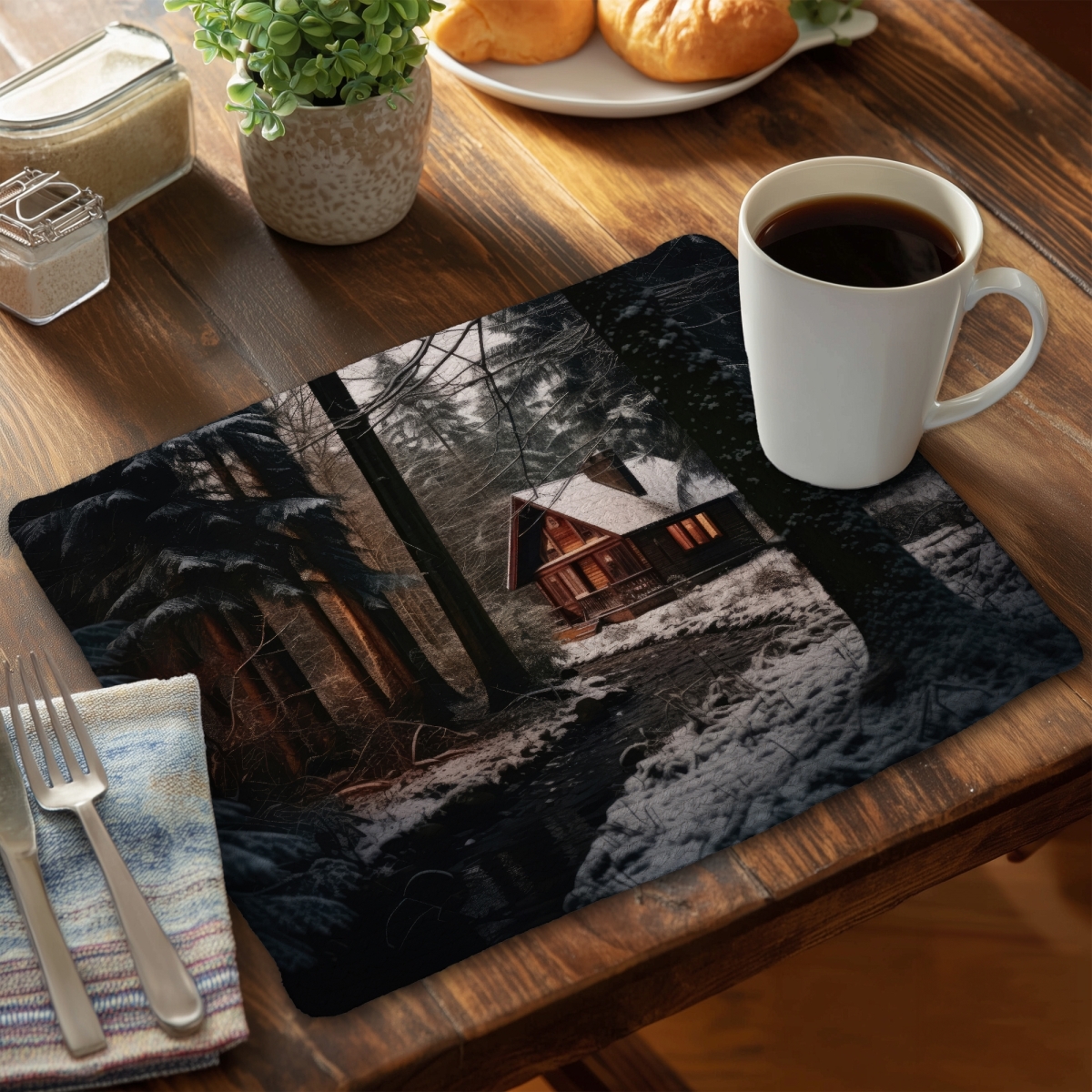 Picture of MWW CBPM1418LELF6J 14 x 18 in. By the River - White Braided Polyester Placemat for Home Decor