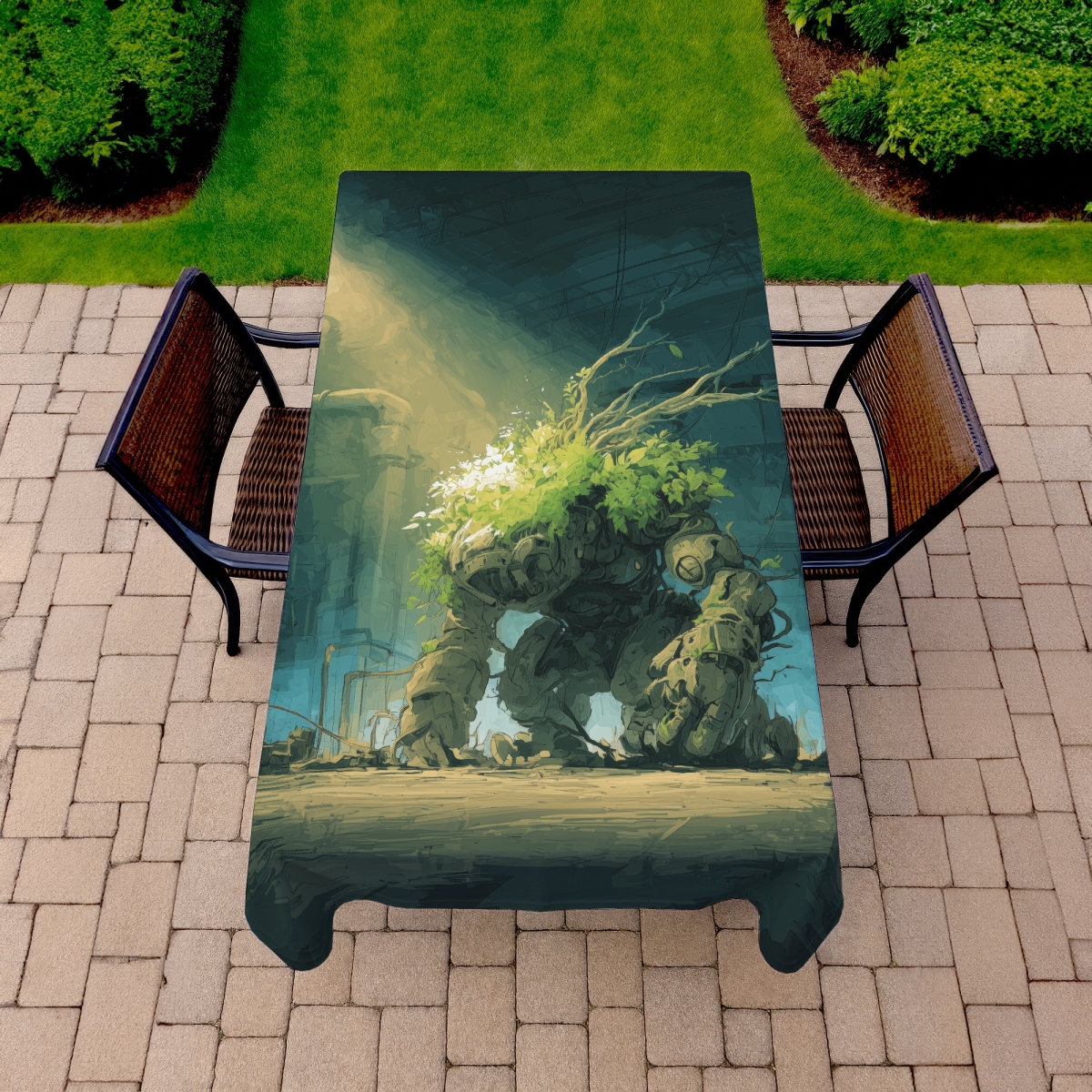 Picture of MWW C1TCLRGEXNULYY 58 x 102 in. The Golem - Turquoise Indoor & Outdoor Tablecloth for Decor