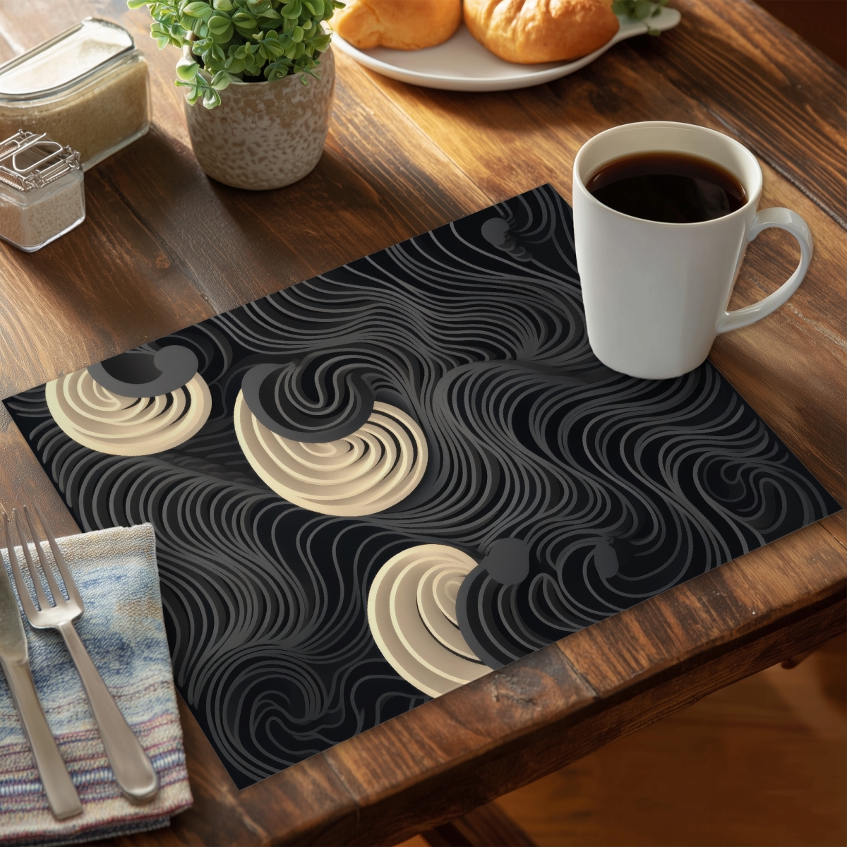 Picture of MWW CPPM1418YVY9R7 14 x 18 in. Layers Beige Polyester Placemat - Elegant