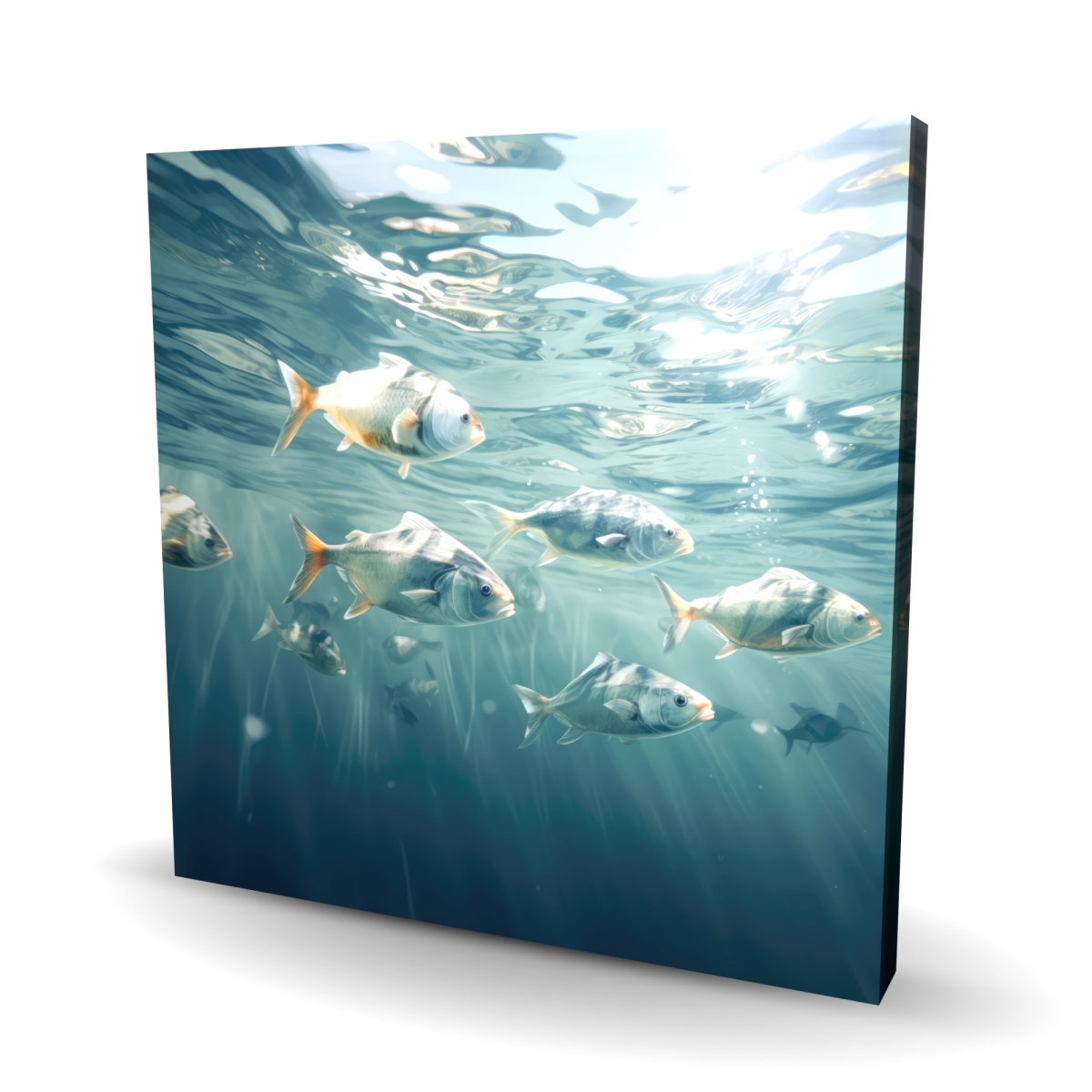 C1RC24248B8ULO 24 x 24 in. Swimming Peacefully - Blue Canvas Wall Art for Home Decor - Tranquil Art