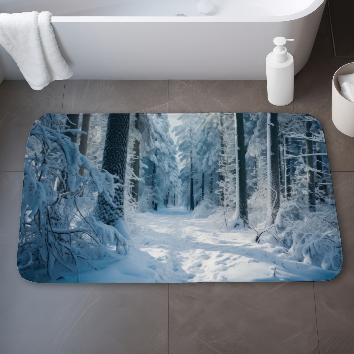 C1BM21349JFNV9 21 x 34 in. Cold Forest Blue Bath Mat - Stylish Home Decor Essential