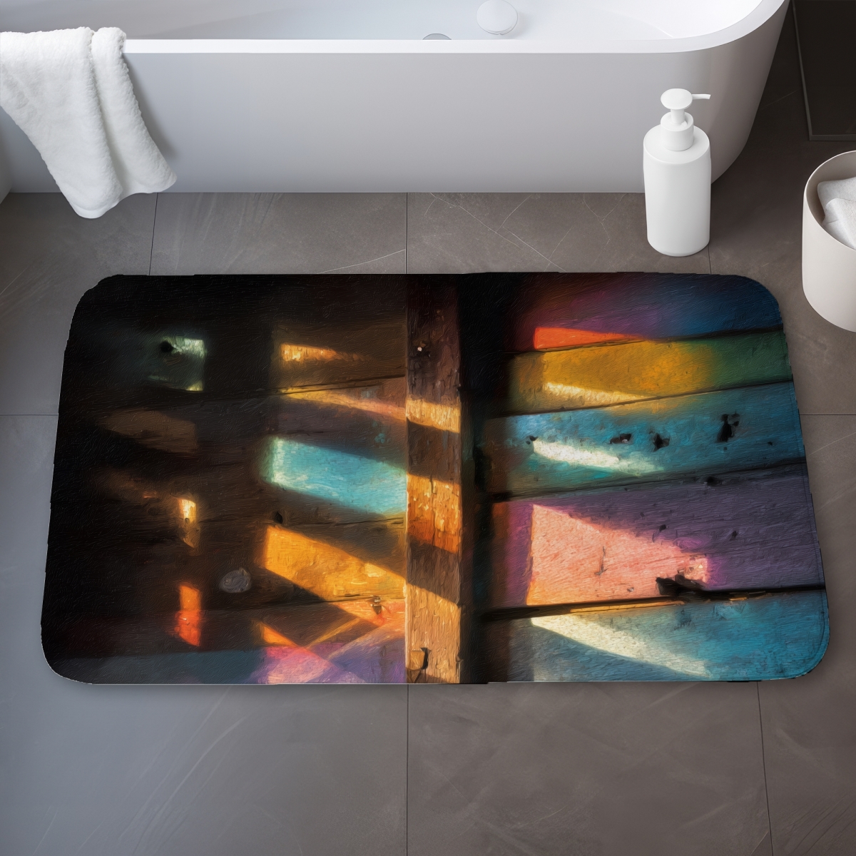 C1BM2134BY8BZC 21 x 34 in. Casting Rainbows Blue Bath Mat for Stylish Home Decor
