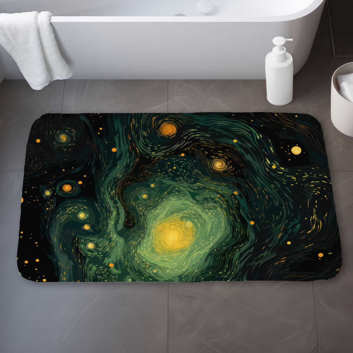 C1BM2134JCLLM5 21 x 34 in. Illuminated in Space - Black Bath Mat for Home Decor