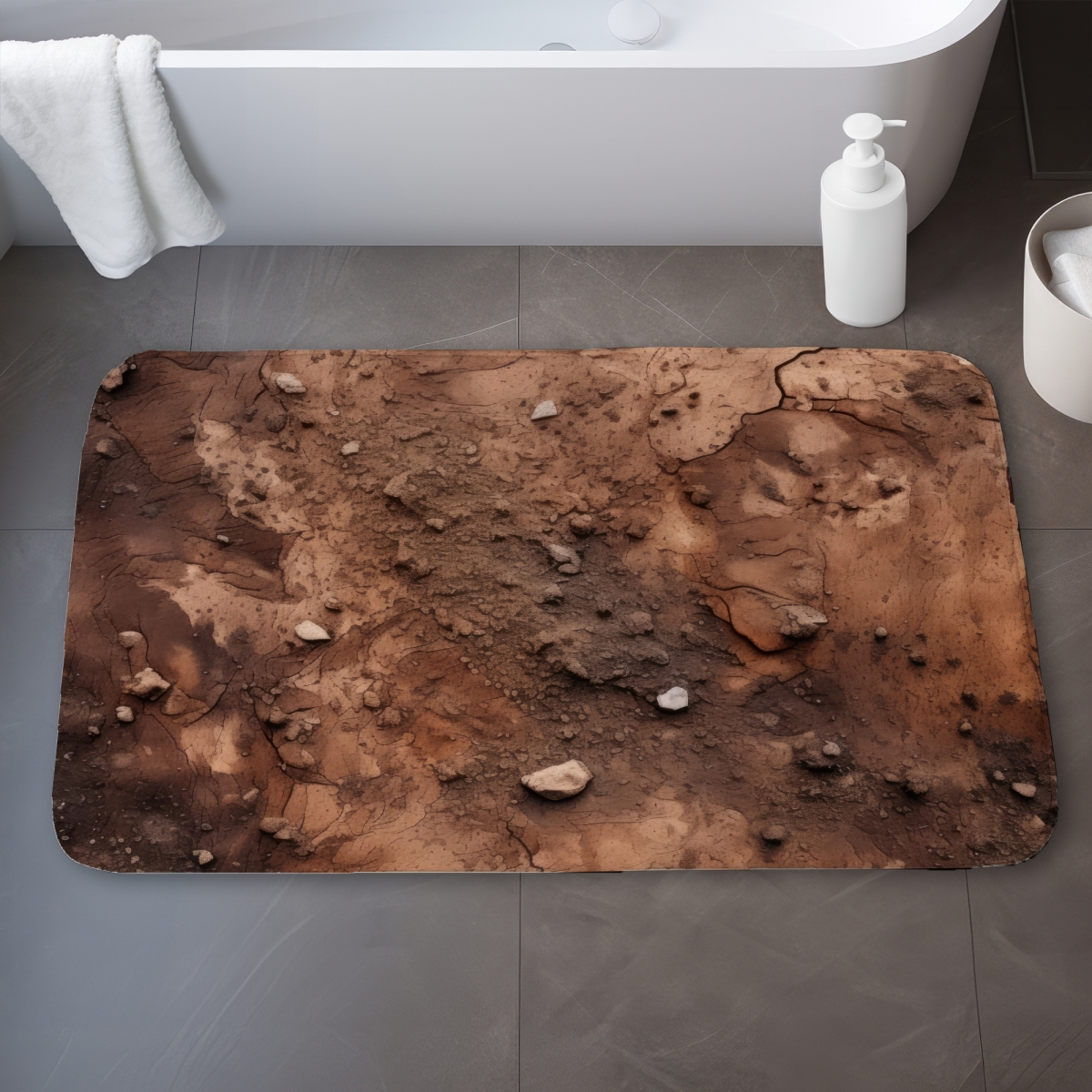 C1BM2134K6VFAH 21 x 34 in. Mud & Stones Brown Bath Mat - Stylish
