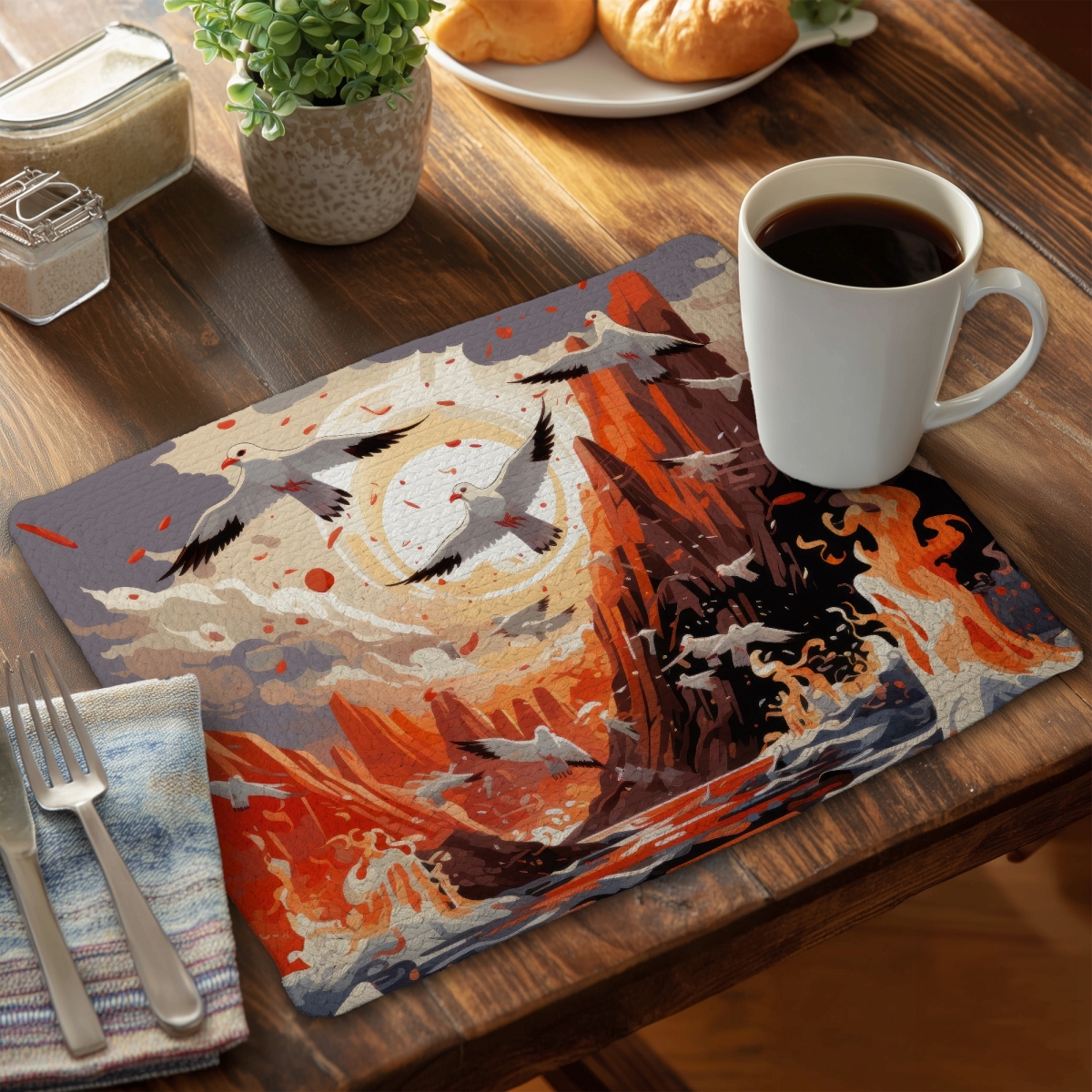 Picture of MWW CBPM14182QXFGH 14 x 18 in. The Escape - Red Braided Polyester Placemat for Home Decor