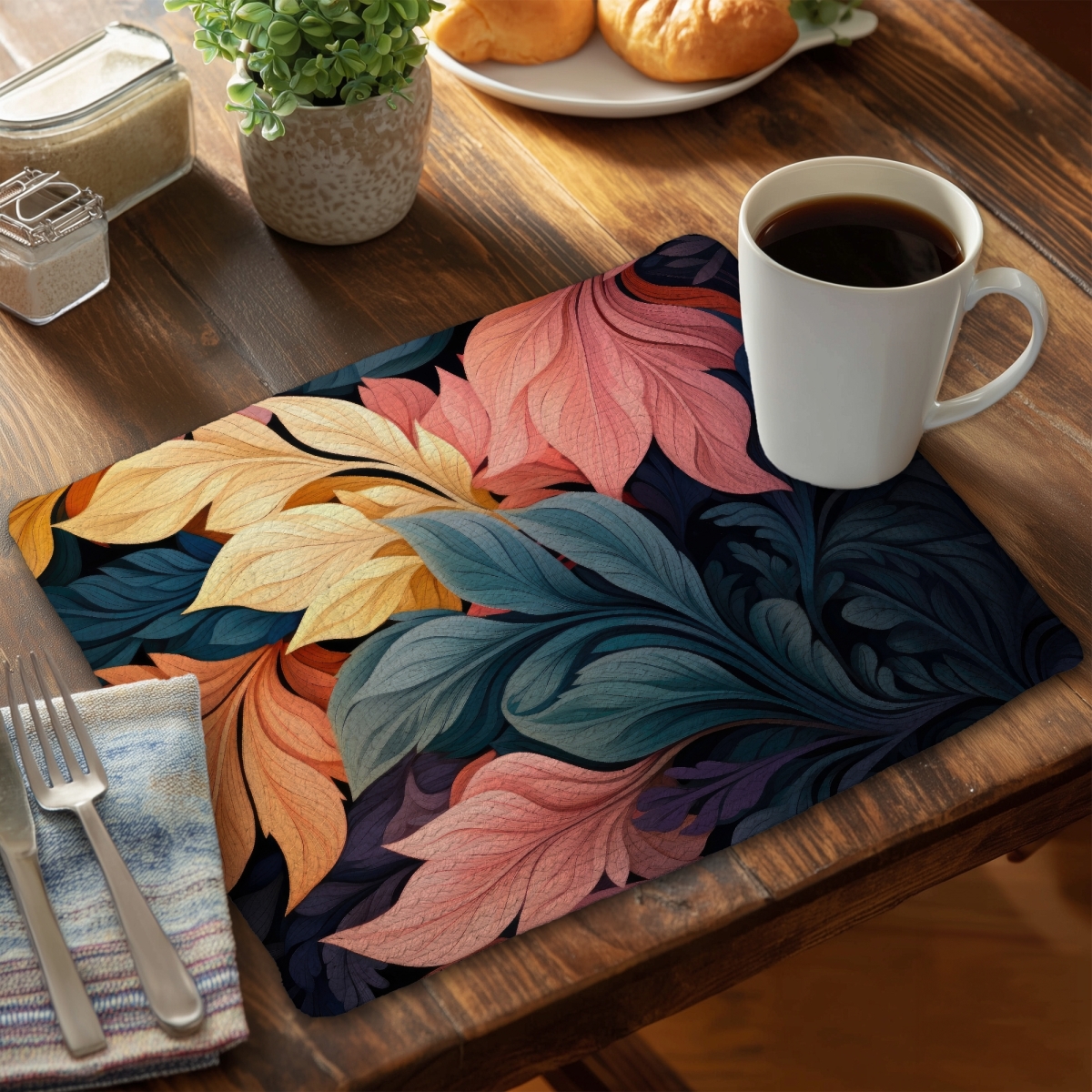 Picture of MWW CBPM14185O4EDU 14 x 18 in. Pastel Bloom Coral Braided Polyester Placemat - Home Decor