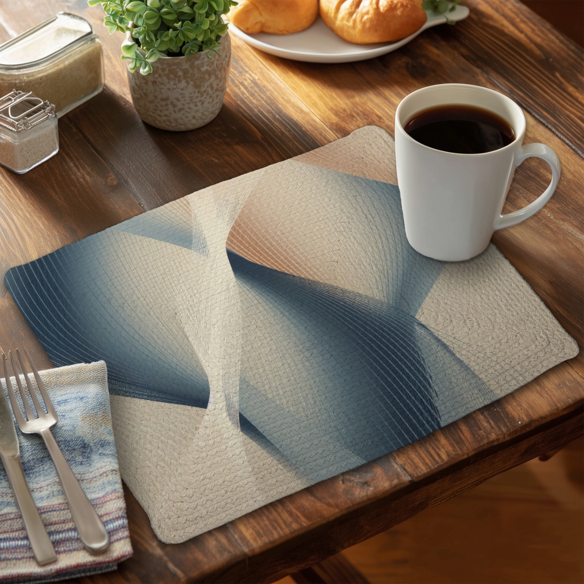 Picture of MWW CBPM141872TPFY 14 x 18 in. Heavenly Threads Blue Braided Polyester Placemat - Home Decor