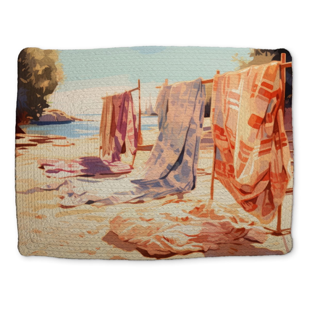 Picture of MWW CBPM1418B5T0CG 14 x 18 in. Warm Sands - Green Braided Polyester Placemat for Home Decor