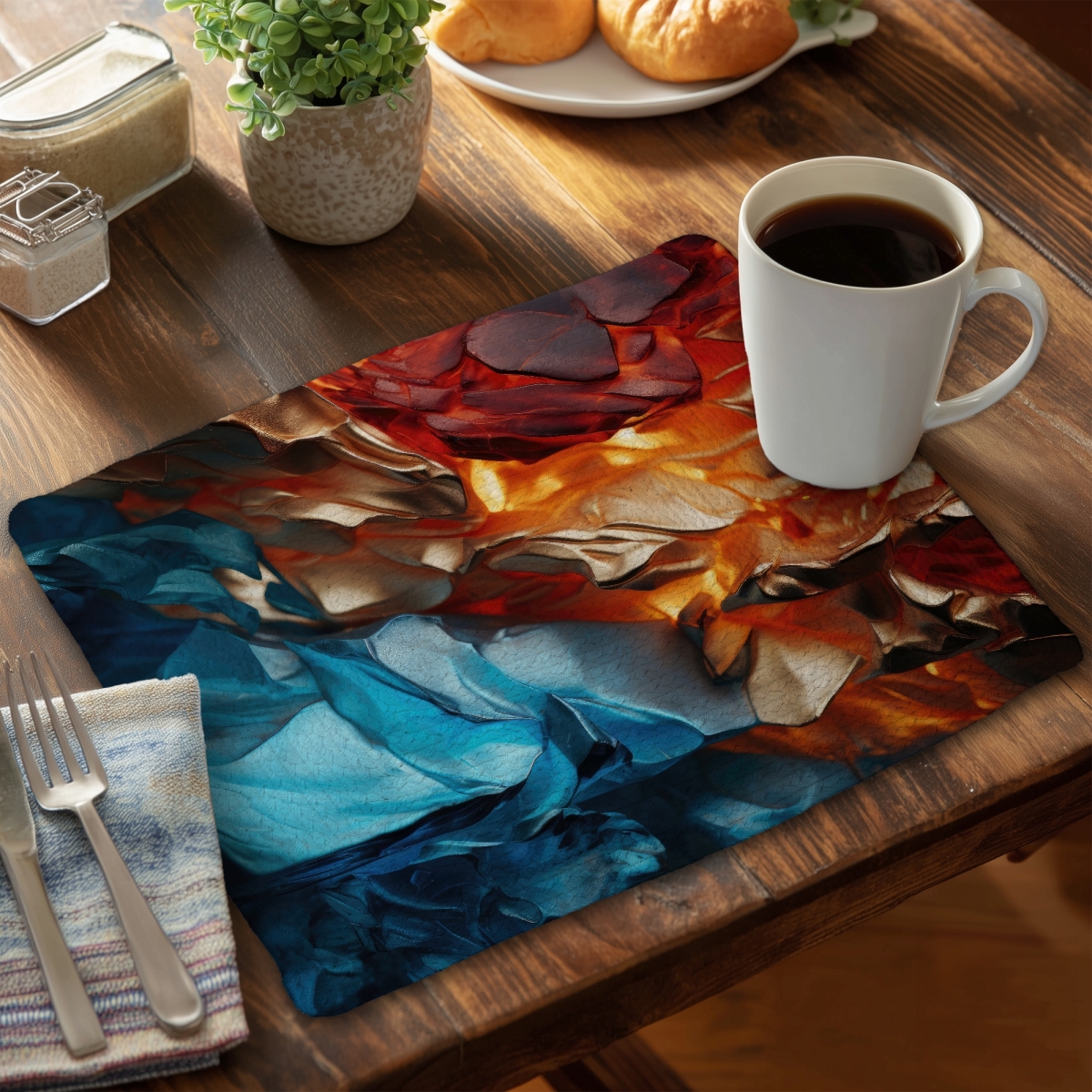 Picture of MWW CBPM1418E1YRRP 14 x 18 in. Mineral Contrast - Red Braided Polyester Placemat for Home Decor