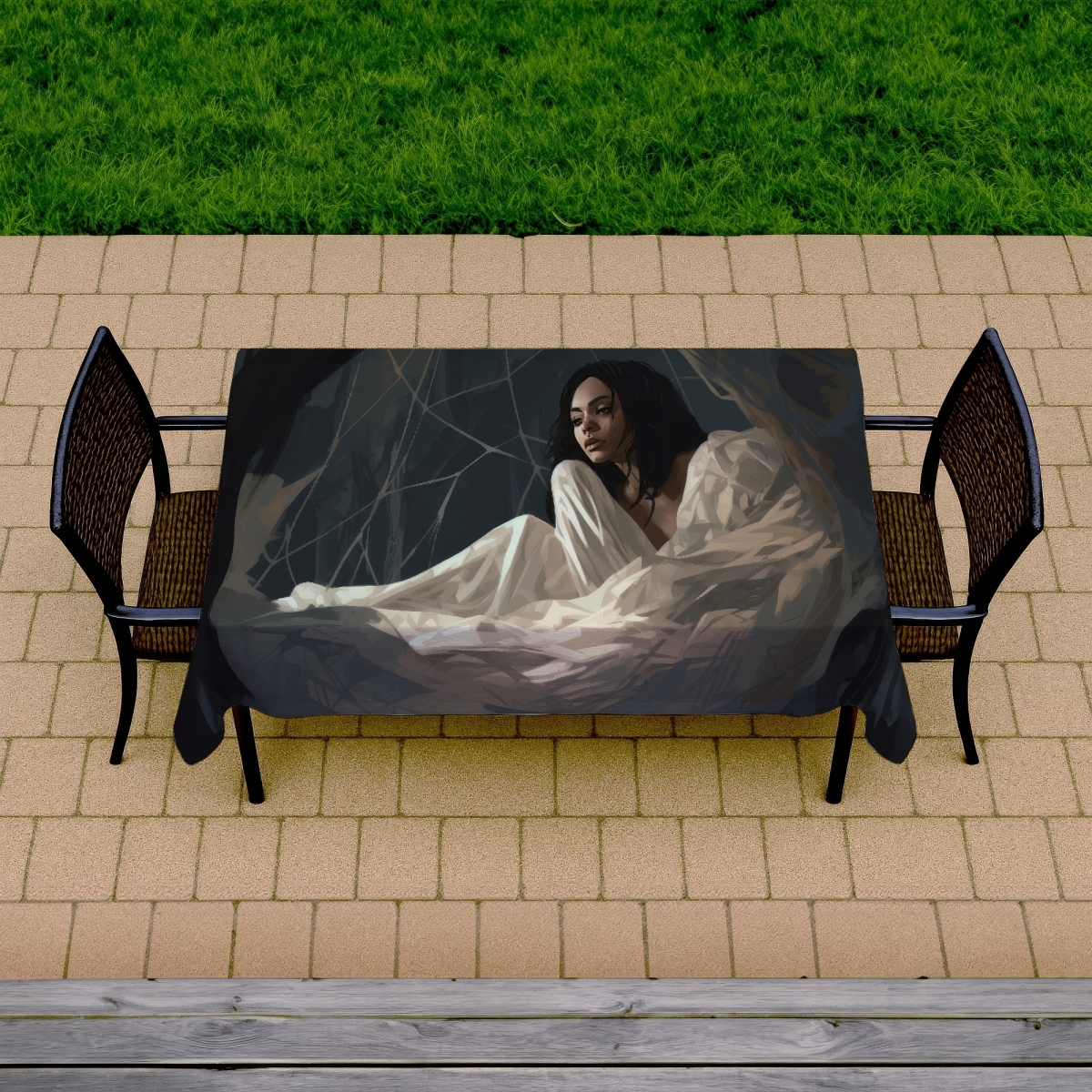 Picture of MWW C1TCLRGEKWDH16 58 x 102 in. Spider Princess Gray Indoor & Outdoor Tablecloth for Home Decor