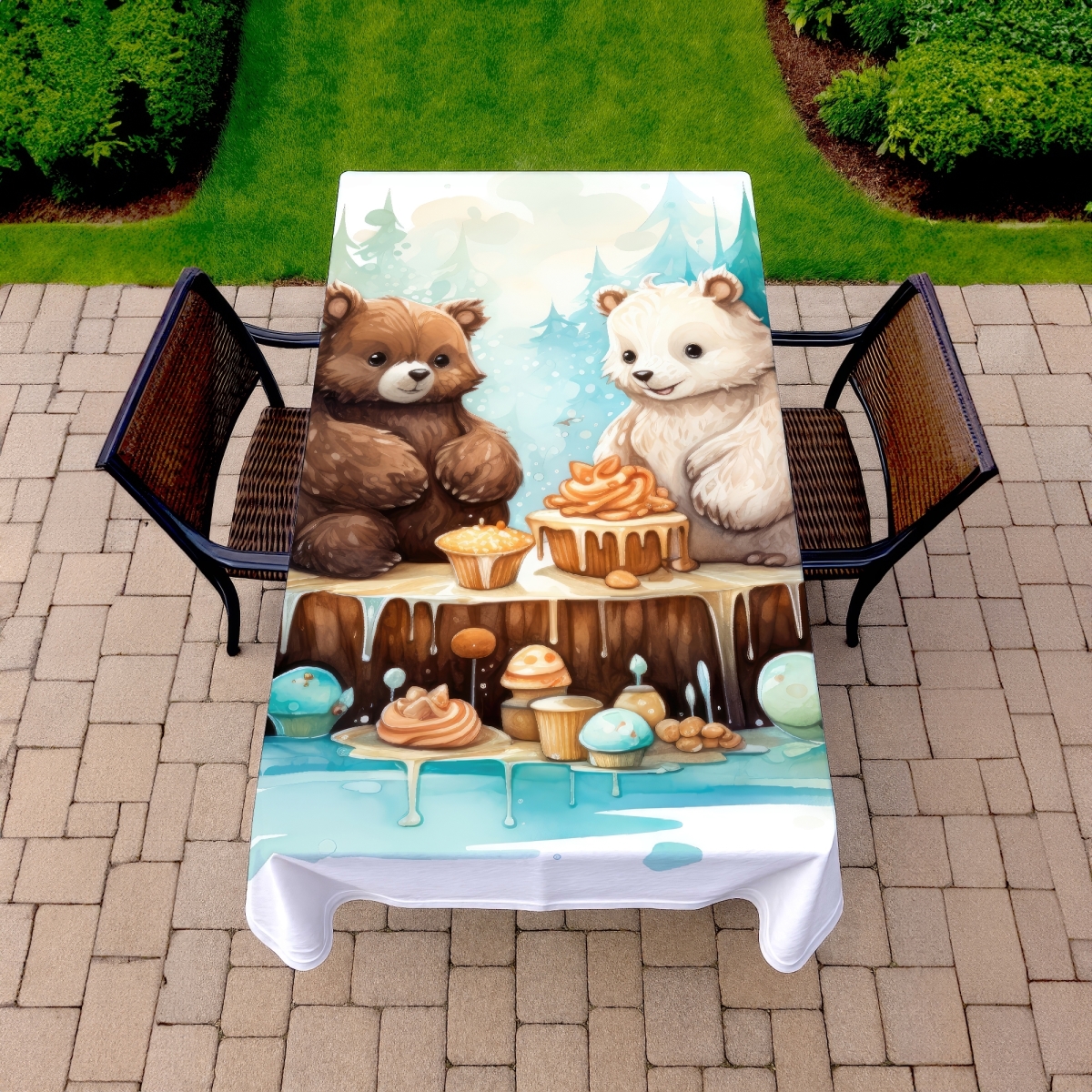 Picture of MWW C1TCLRGEO5Q0O4 58 x 102 in. The Dessert Turquoise Indoor & Outdoor Tablecloth - Home Decor