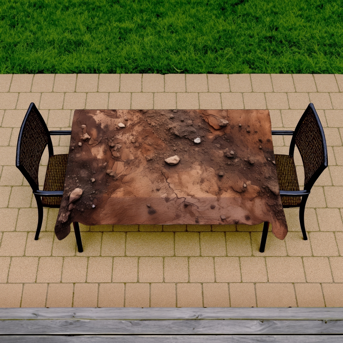 Picture of MWW C1TCLRGESLJZU7 58 x 102 in. Mud & Stones Brown Tablecloth - Indoor & Outdoor Home Decor