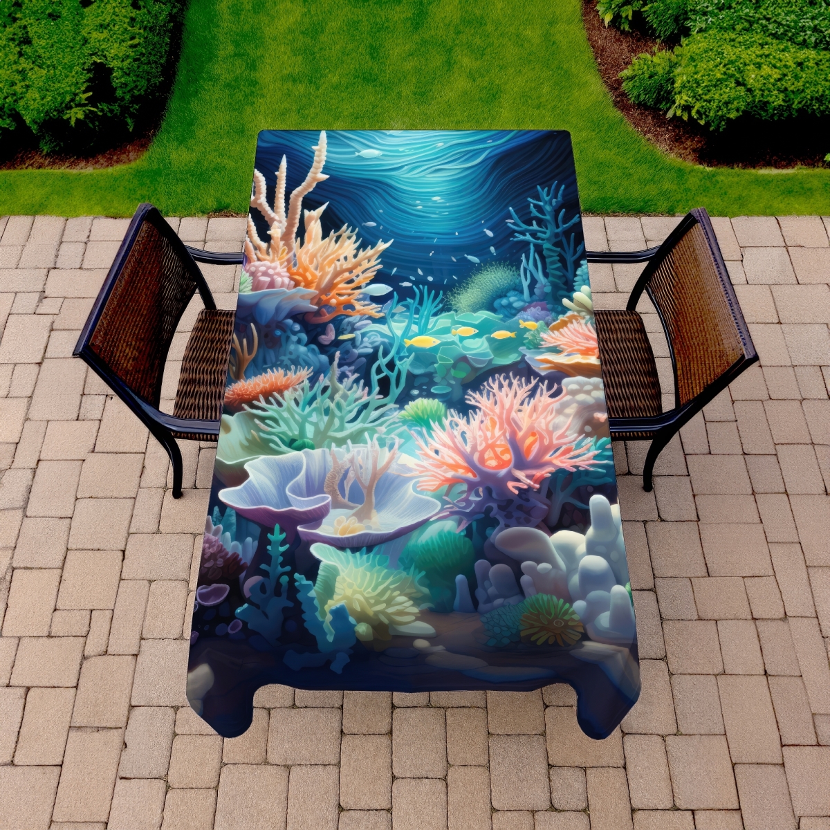 Picture of MWW C1TCLRGETDL6VM 58 x 102 in. The Reef Purple Indoor & Outdoor Tablecloth for Home Decor