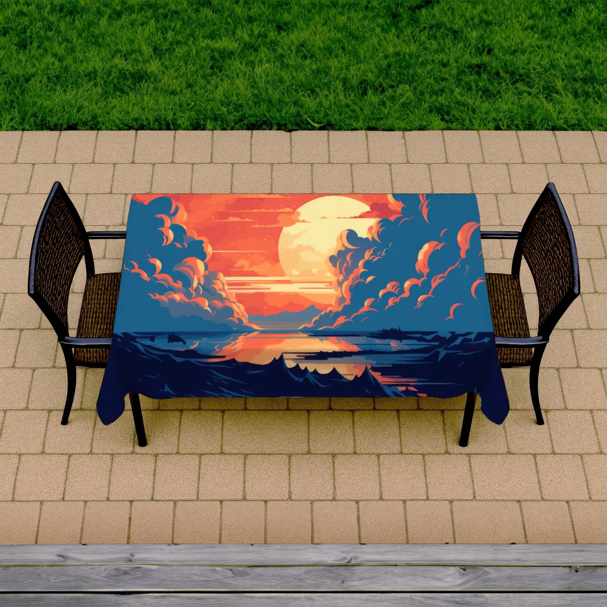 Picture of MWW C1TCLRGEV4RZ3W 58 x 102 in. Orange & Blue Red Indoor & Outdoor Tablecloth for Home Decor