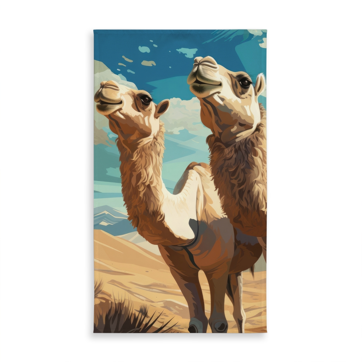 Picture of MWW C1TCLRGEZAH36O 58 x 102 in. Camels Looking Up Tablecloth - White Indoor & Outdoor Decor