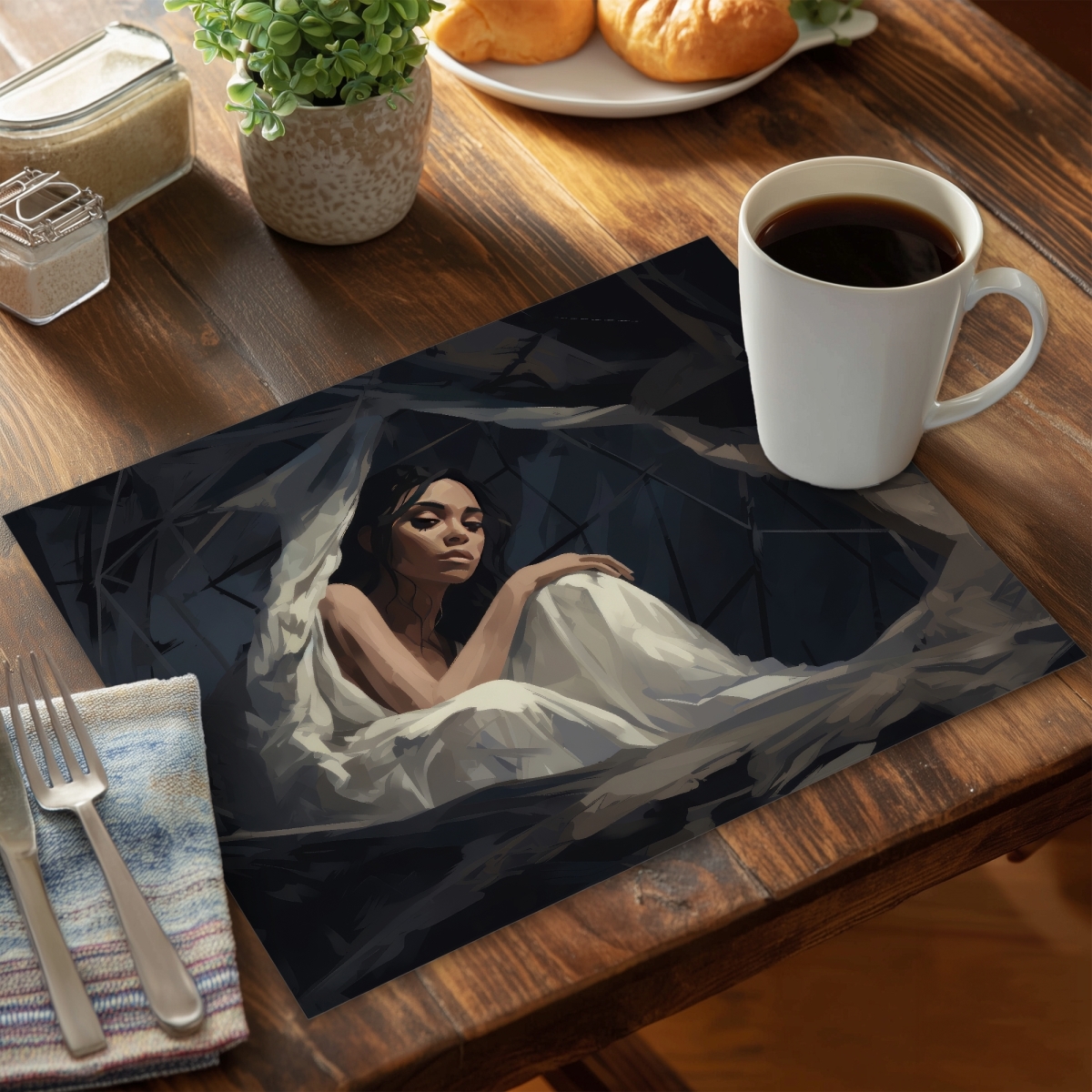 Picture of MWW CPPM1418IRBFT2 14 x 18 in. Cocooned Gray Polyester Placemat for Elegant Home Decor