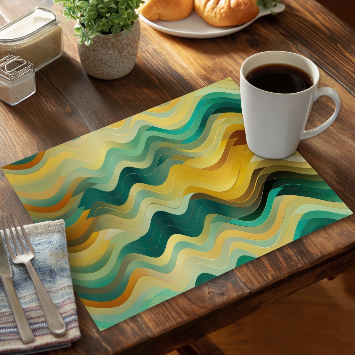 Picture of MWW CPPM1418OGAPS0 14 x 18 in. Rich By Design - Turquoise Polyester Placemat for Home Decor