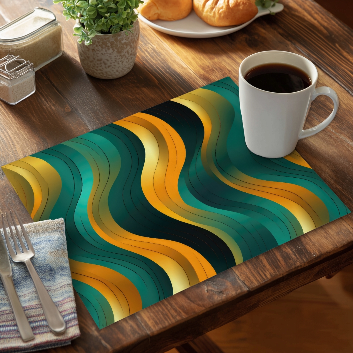 Picture of MWW CPPM1418QV23B8 14 x 18 in. Voluptuous Orange Polyester Placemat for Stylish Home Decor