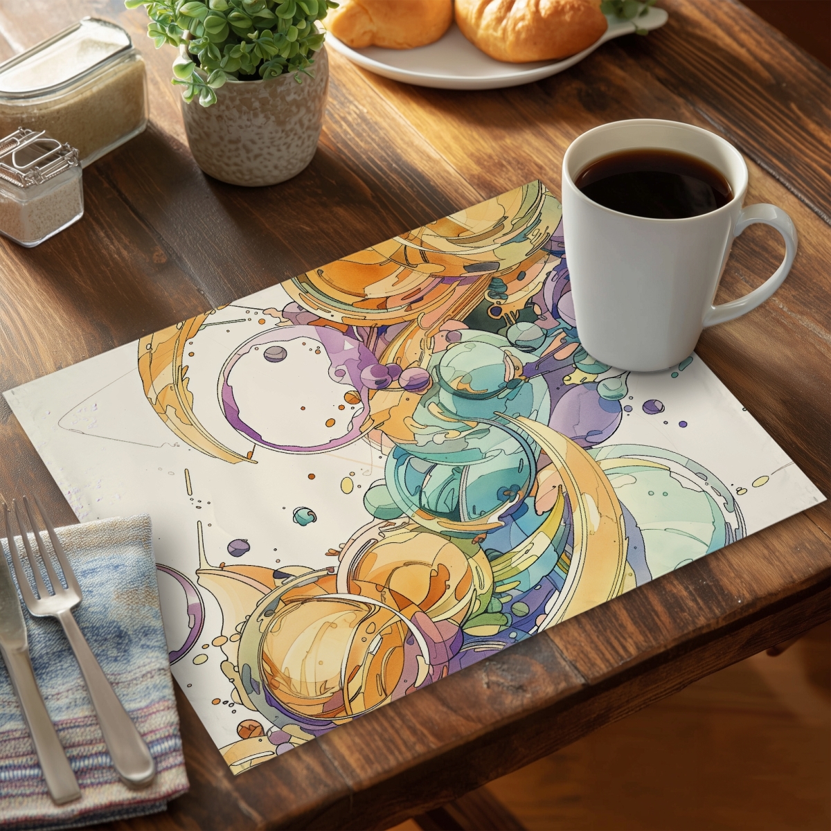 Picture of MWW CPPM1418S48GDT 14 x 18 in. Plan Purple Polyester Placemat - Elegant Home Decor Accent