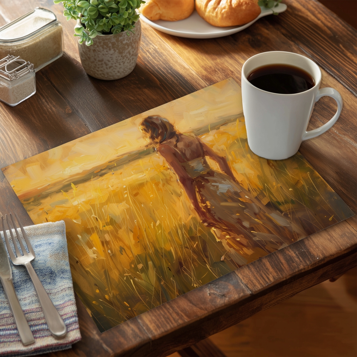 Picture of MWW CPPM1418W4JFMP 14 x 18 in. Exploring Gold Polyester Placemat for Home Decor - Elegant Style
