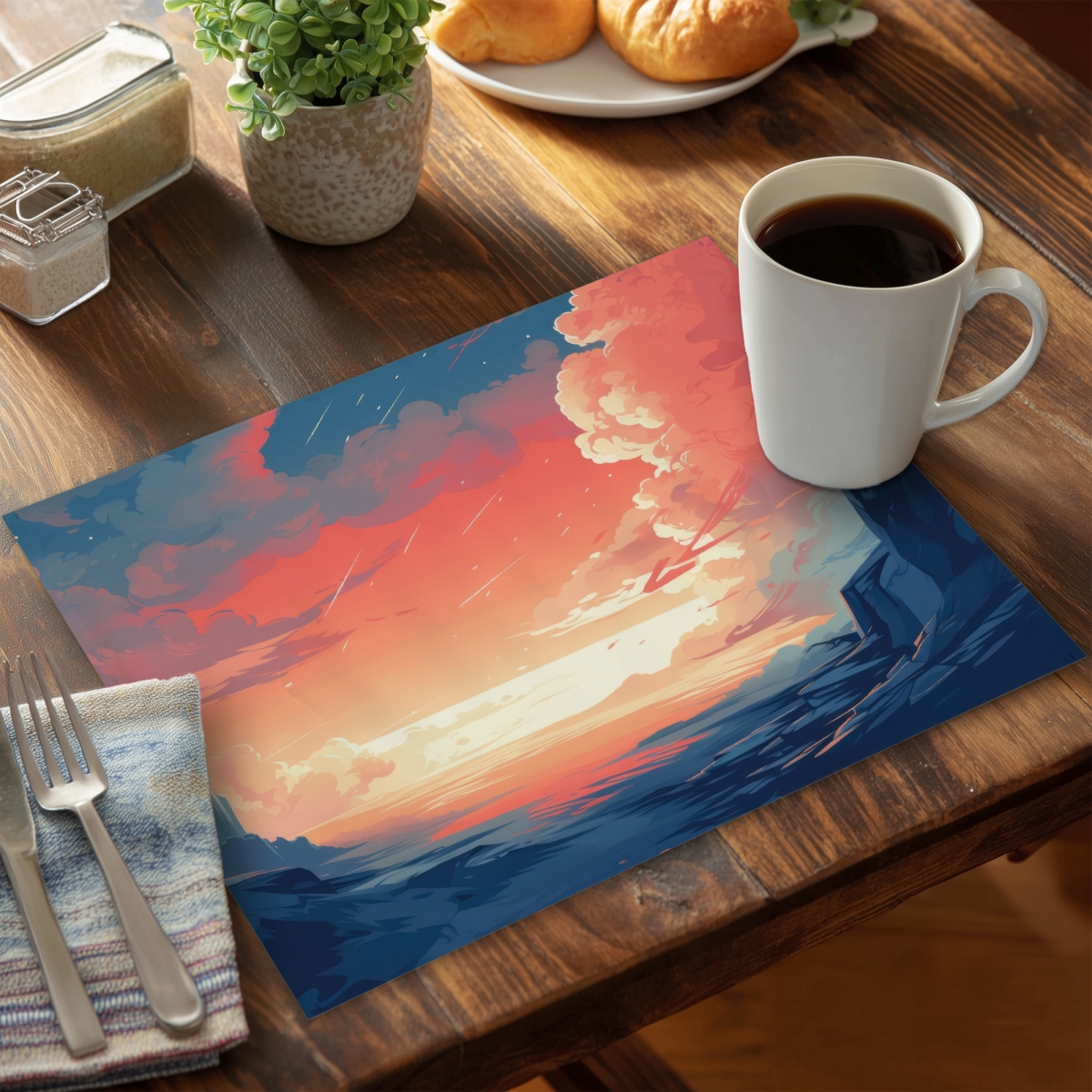 Picture of MWW CPPM1418XO6NMQ 14 x 18 in. Inspiration Blue Polyester Placemat for Stylish Home Decor