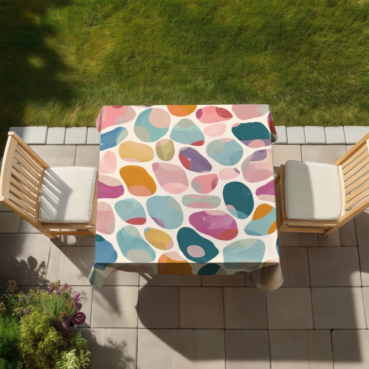Picture of Conscious Sales C1TC58585LLGZ4 58 x 58 in. Dots & Bops Turquoise Indoor & Outdoor Tablecloth - Decor