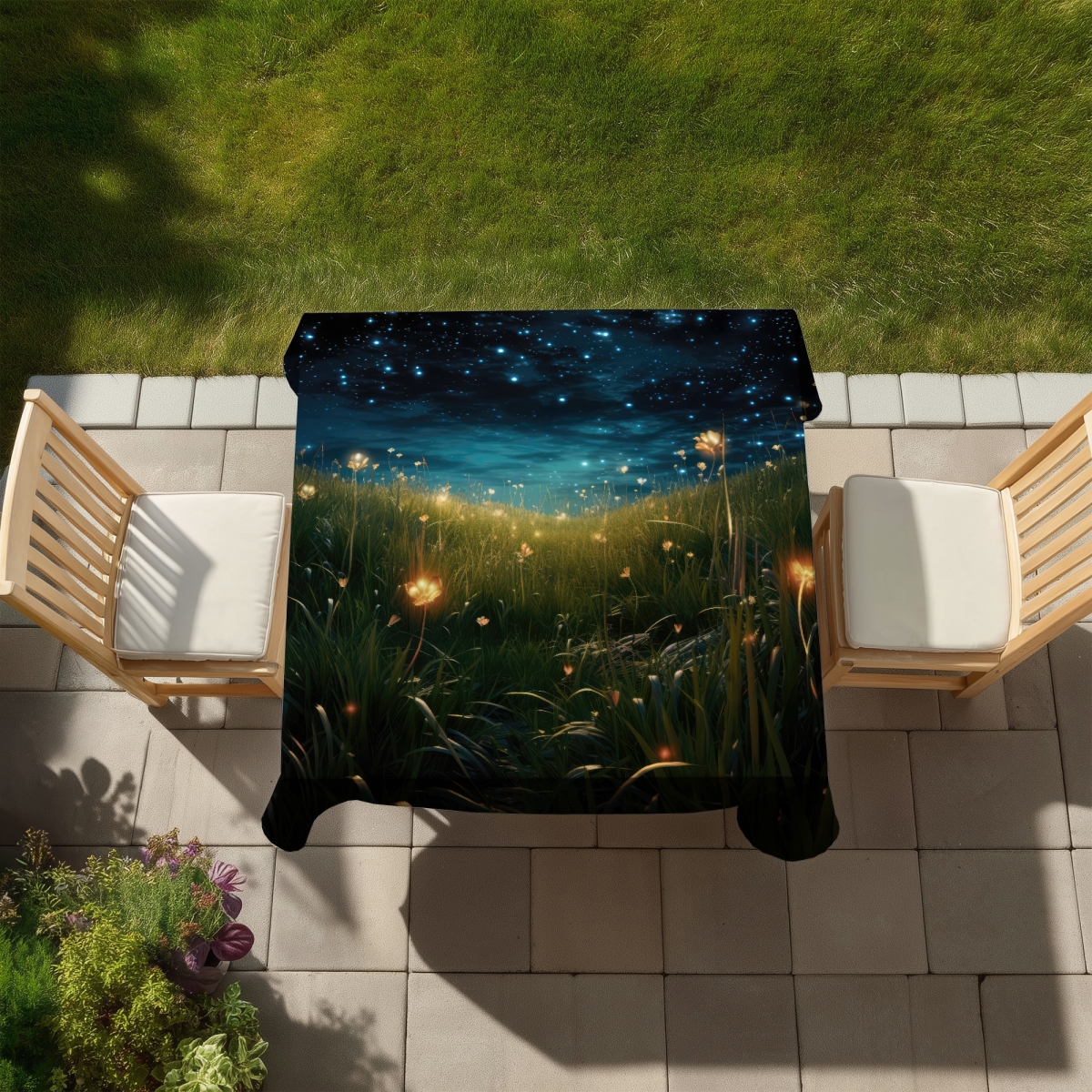 Picture of Conscious Sales C1TC58589H0ELD 58 x 58 in. The Night Sky Green Indoor & Outdoor Tablecloth for Home Decor