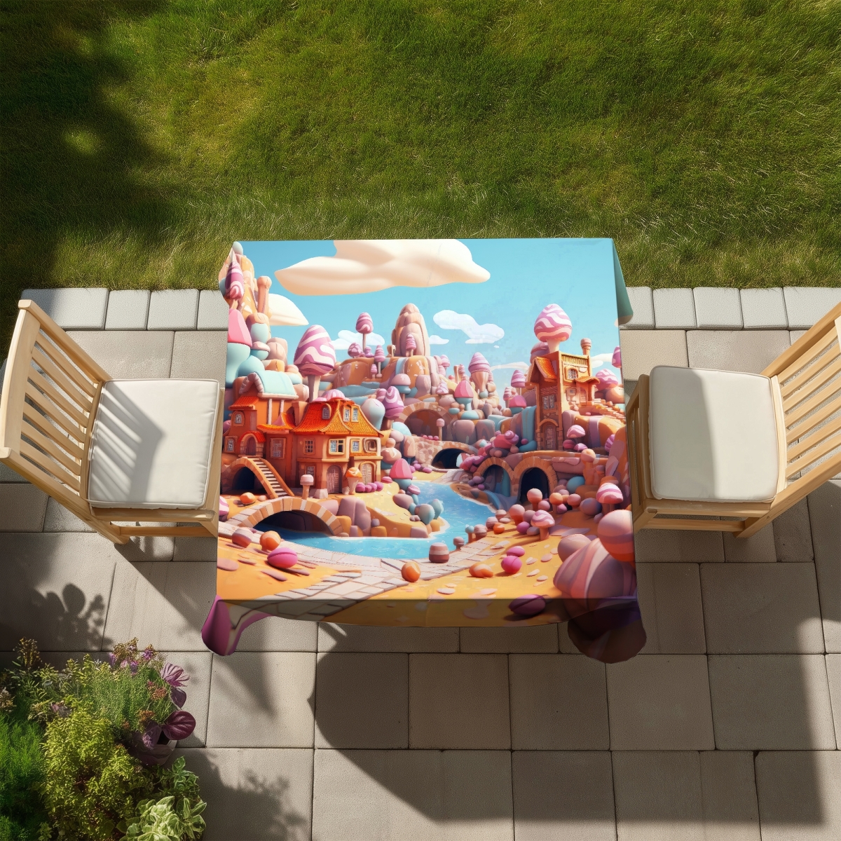 Picture of Conscious Sales C1TC5858BLZ7PK 58 x 58 in. Sweet Kingdom Orange Indoor & Outdoor Tablecloth