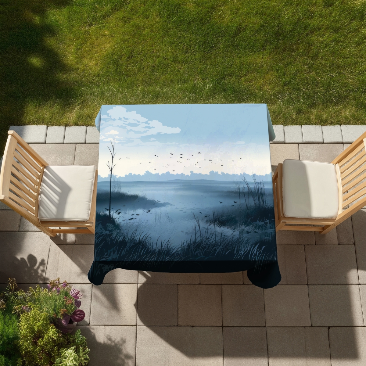Picture of Conscious Sales C1TC5858DXG1G8 58 x 58 in. Evening Marsh Blue Indoor & Outdoor Tablecloth for Home Decor
