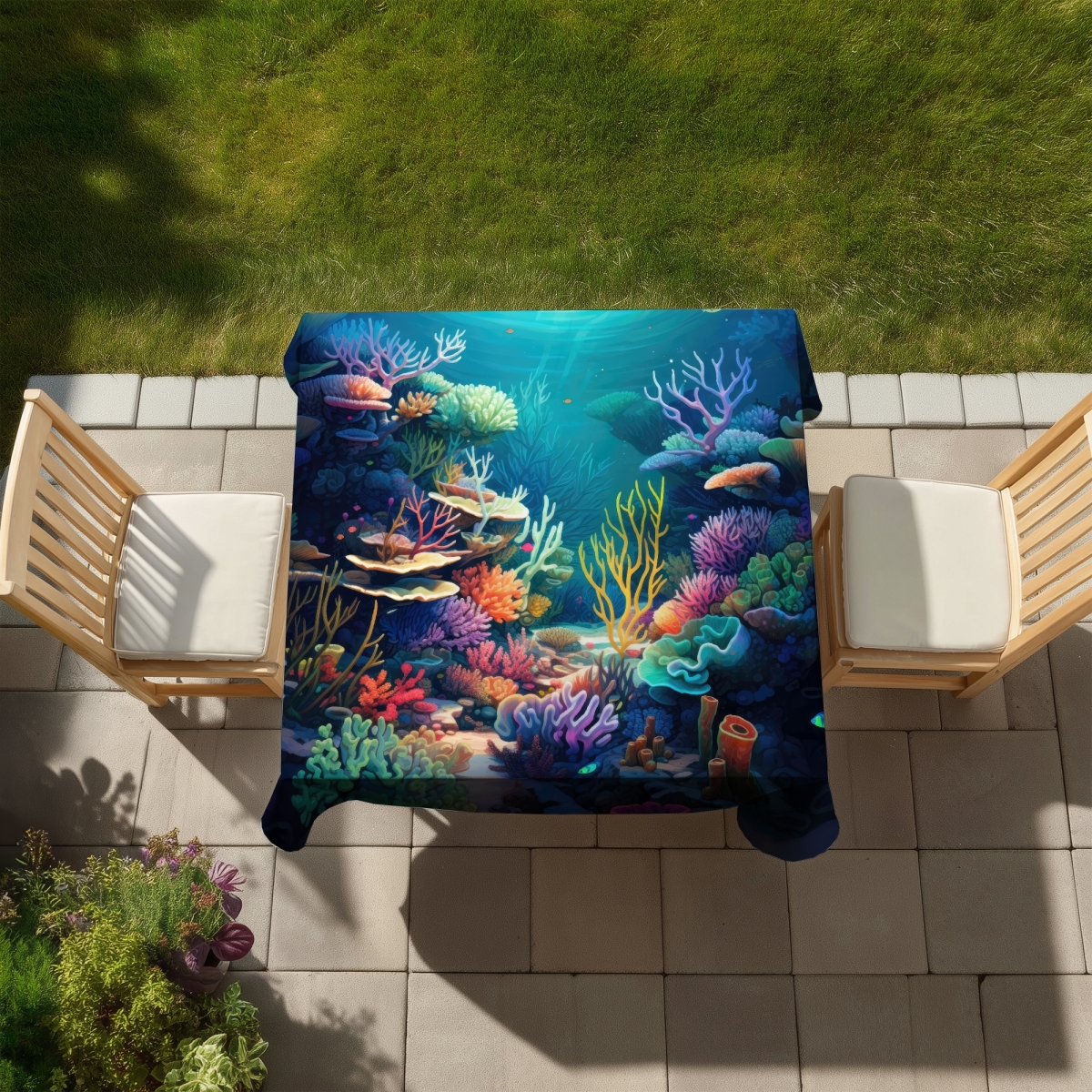 Picture of Conscious Sales C1TC5858FG99RN 58 x 58 in. Filled with Life Orange Indoor & Outdoor Tablecloth