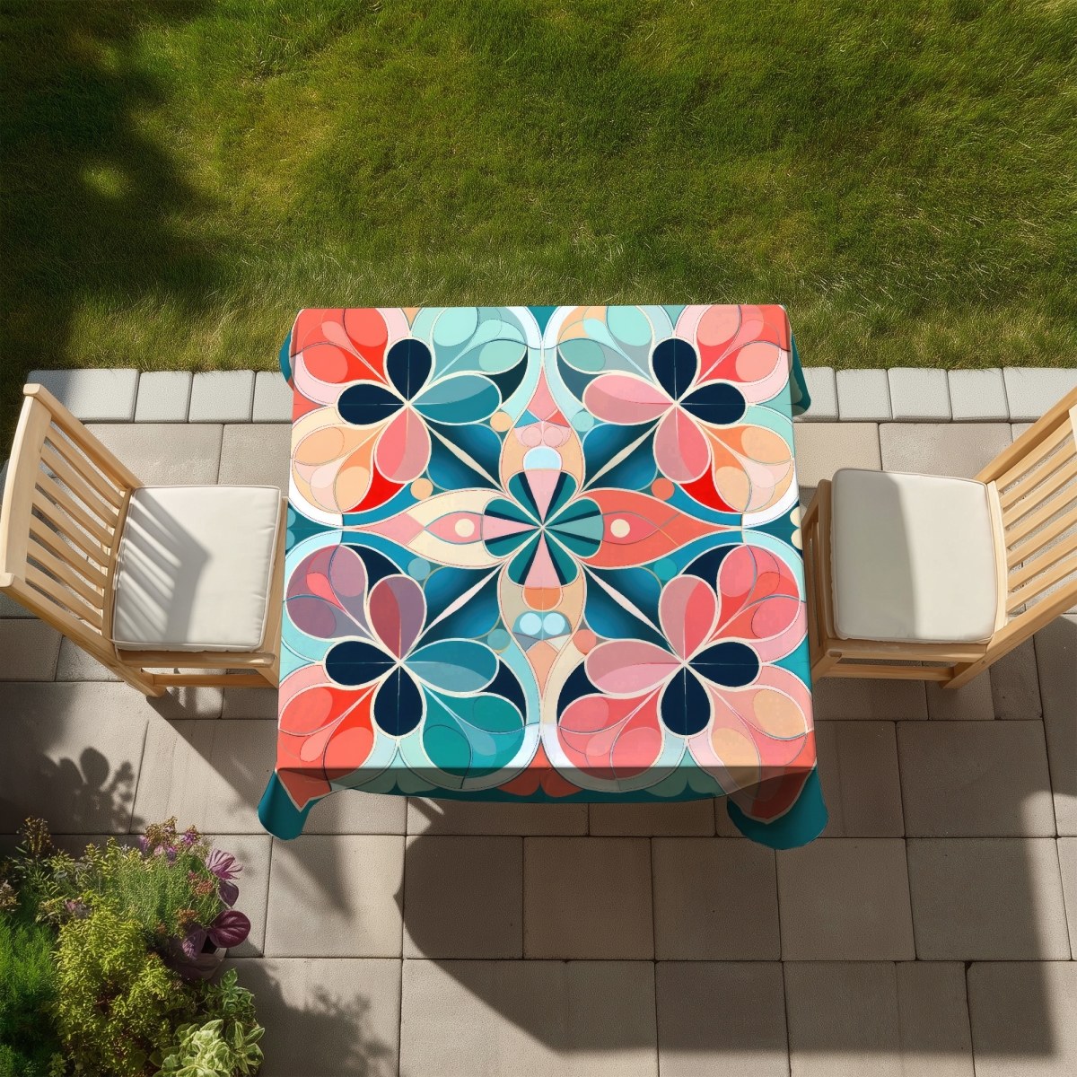 Picture of Conscious Sales C1TC5858P9HSR4 58 x 58 in. Mandala Coral Indoor & Outdoor Tablecloth - Stylish Home Decor